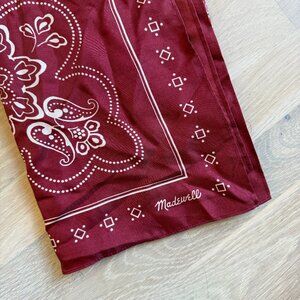Madewell Red Paisley Floral Print Silk Bandana